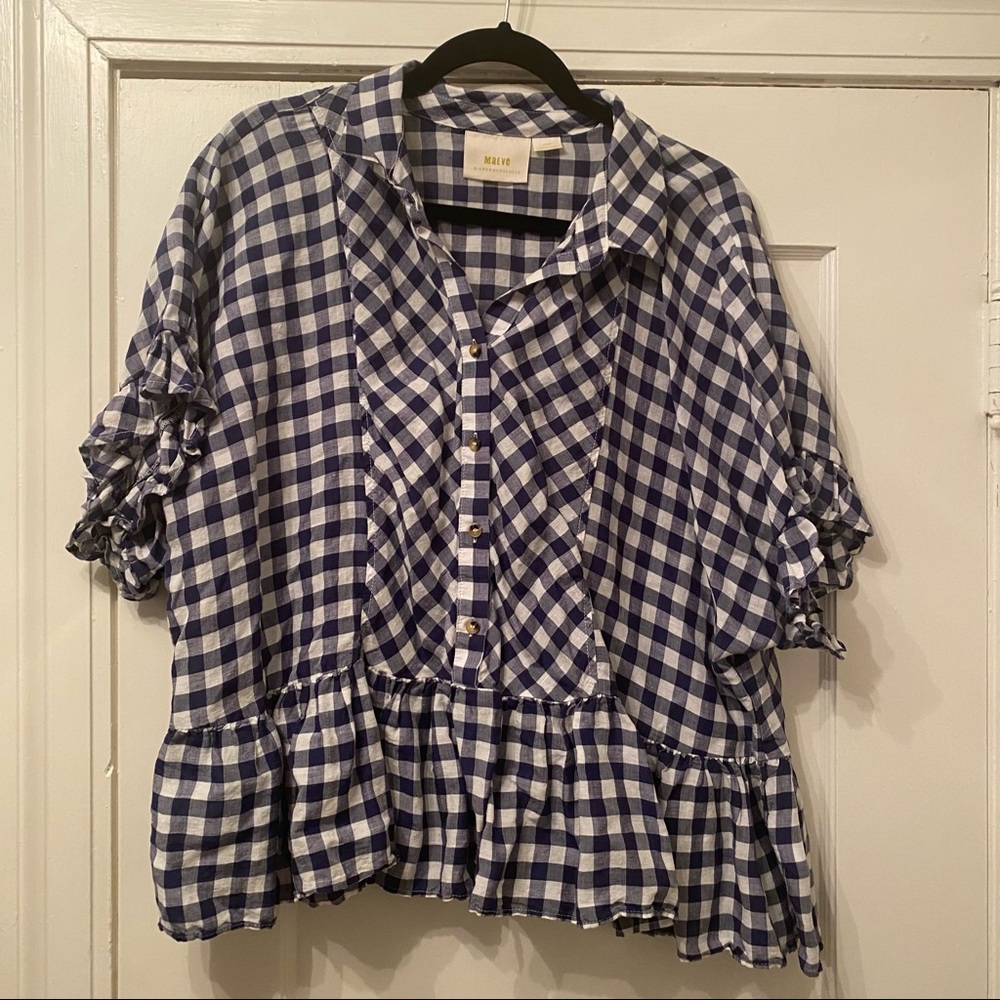 Anthropologie Maeve plaid Blouse size Large